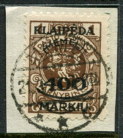 MEMEL (Lithuanian Occ) 1923 (5. Feb) Surcharge 400 Mk. On 1 L. Used On Piece.  Michel 128 - Klaipeda 1923