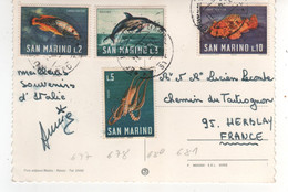 Timbres , Stamps Yvert N° 677 , 678 , 680 , 681 " Poissons , Dauphin , Poulpe " Sur Cp , Carte , Postcard Du11/07/67 - Lettres & Documents