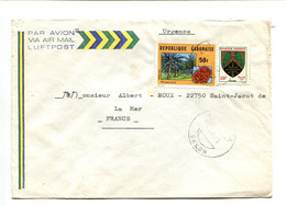 GABON 1975 - Affranchissement Sur Lettre Par Avion - Palmeraie / Blason - Gabun (1960-...)