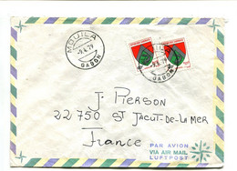 GABON Mouila 1979 - Affranchissement Sur Lettre Par Avion - Héraldisme Blason - Gabón (1960-...)