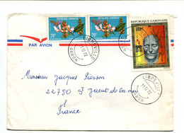 GABON Libreville 1972 - Affranchissement Sur Lettre Par Avion - Napoléon / Fleurs - Napoléon