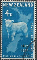 NEW ZEALAND 1957 75th Anniversary Of First Export Of New Zealand Lamb - 4d - New Zealand Lamb And Map FU - Used Stamps