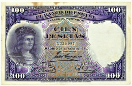 ESPAÑA - 100 Pesetas - 25.04.1931 - Pick 83 - REPUBLIC - Gonzalo Fernandez De Córdoba - 100 Peseten