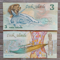 Cook Islands 1992 - 3 Dollars - P# 6 - UNC & Crisp - Cook