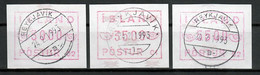 Ijsland  ATM Mi 1 Gestempeld 3 Verschillende Waarden (3000,3500,5500). - Vignettes D'affranchissement (Frama)