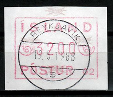 Ijsland  ATM Mi 1 Gestempeld  Waarde 3200 - Franking Labels