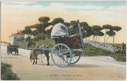 ROMA - CARRETTO DI VINO / ROME WINE CART WITH BARRELS PULLED BY DONKEY - Cafés, Hôtels & Restaurants