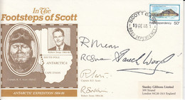 Ross Dependency Scott Base 1985  Cover In The Footsteps Of Scott 3 Signatures Ca Scott Base 19 DE 85  (SC140) - Storia Postale