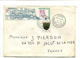 GABON Libreville Akebe 1975 - Affranchissement Sur Lettre - Train Locomotive - Gabon (1960-...)