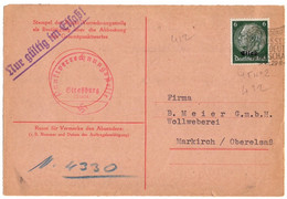 ALSACE REICH 1941 YT N°4 SEUL OBLITERE SUR FORMULAIRE DE MANDAT DE STRASBOURG POUR MARKIRCH - Alsace-Lorraine