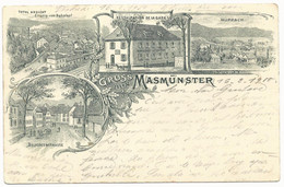Gruss Aus MASMÜNSTER - MASEVAUX - Restauration De La Gare - Huppach - Belforterstrasse - 1900 - Masevaux