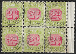 Australia 1922 2d Nice Block Of 6 Postage Due. SG D94. South Kensington N.S.W. Postmarks. Very Beautiful Item! - Postage Due