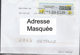 2022 Lettre Voyagée De France Pour La Suisse Vétroz Valais (VS). - Lettres & Documents