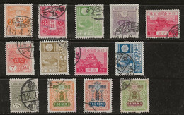 Japon 1937-1939 N° Y&T : 246A à 258 (fil. C) Obl. - Used Stamps