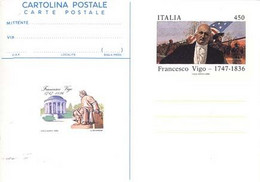 ITALIA - REPUBBLICA ITALIANA - 1986 - CP206 - 450 150º Anniversario Della Morte Di Francesco Vico - Cartolina Postale - - Interi Postali