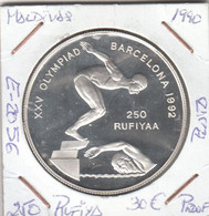 E2056 MONEDA MALDIVAS 250 RUFIYA 1990 PROOF PLATA 30 - Maldives