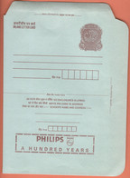 India Inland Letter / Peacock 75 Postal Stationery / PHILIPS, A Hundred Years - Inland Letter Cards
