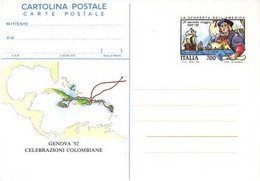 ITALIA - REPUBBLICA ITALIANA - 1992 - CP223 - 700 Celebrazioni Colombiane, Il Secondo Viaggio Di Cristoforo Colombo - Ca - Entero Postal