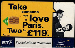 UNITED  KINGDOM 1999 BT PHONECARD LOVE PARIS USED VF!! - Sonstige & Ohne Zuordnung