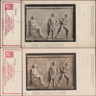 Grèce 1915. 2 Cartes Postales, Entiers Officiels Surchargés. Athènes, Bas-relief De Mantinée. Apollon Et Lyre, Flûte - Mythology