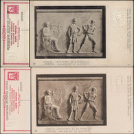 Grèce 1915. 2 Cartes Postales, Entiers Officiels Surchargés. Athènes, Bas-relief De Mantinée. Apollon Et Lyre, Flûte - Mythologie