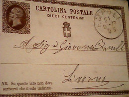 INTERO ITALIA REGNO VITTORIO EMANUELE II  10 C CENT 1877 EMPOLI X LIVORNO  IN4716 - Stamped Stationery