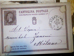 INTERO ITALIA REGNO VITTORIO EMANUELE II  15 C CENT RISPOSTA PAGATA 1876 ALESSANDRIA X MILANO  IN4717 - Stamped Stationery
