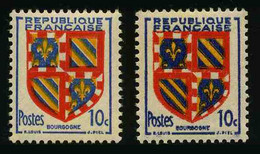 FRANCE - YT 834 ** - BLASON BOURGOGNE - 2 NUANCES DIFFERENTES - TIMBRES NEUFS ** - Unused Stamps