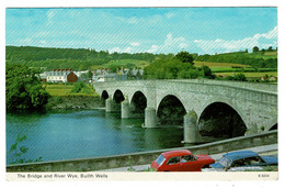 Ref 1520 -  1974 Postcard - Bridge & River Wye Builth Wells - Brecknockshire Brecon Wales - Breconshire