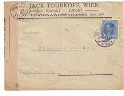 Autriche - Lettre De 1919 - Oblit Wien - Exp Vers Ninove - Avec Censure - Cachet Controle Militaire - - Covers & Documents
