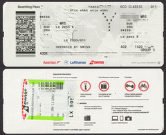 STAR Alliance 2022 SWISS Lufthansa Austrian Airlines AIRPLANE Boarding Pass HUNGARY SWITZERLAND Budapest Zürich - Cartes D'embarquement