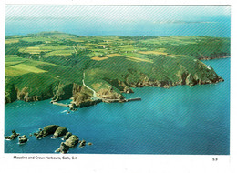 Ref 1522 - Postcard - Aerial View Of Maseline & Creux Harbours - Sark Channel Islands - Sark