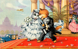 Chat * Cpa Illustrateur * Chats Humanisés * Enfin Seuls ! * Mariage Wedding * Cat Katze - Gatos