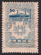 Steamer Steamship - 1934 Hungary - Value Added Tax VAT FISCAL BILL Tax - Fiscal Tax Revenue Stamp - Used - Steuermarken