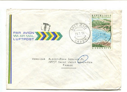 GABON Mitzic 1976 - Affranchissement Seul Sur Lettre Par Avion + Taxe - Gabon (1960-...)