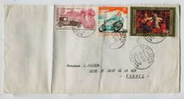 GABON 1977 - Affranchissement Sur Lettre  - Moto / Automobile RENAULT /  Religion - Gabun (1960-...)