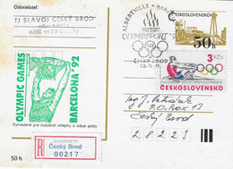 1992 La Tchécoslovaquie Aux Jeux Olympiques De Barcelone: Entier Postal - Summer 1992: Barcelona