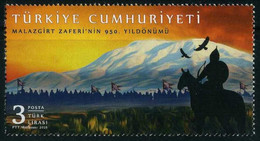 Türkiye 2021 Mi 4667 MNH Battle Of Malazgirt, 950th Anniv | Cavalry, Horse, Archer, Falcon, Flag, Pennant - Neufs