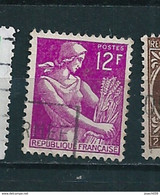 N° 1116  Moissonneuse, 12 Frs  Timbre  France  1957-1959 Oblitéré - 1957-1959 Reaper