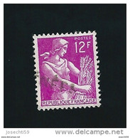 N° 1116  Moissonneuse, 12 Frs  Timbre  France  1957-1959 Oblitéré - 1957-1959 Moissonneuse