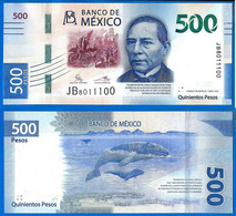 Mexique 500 Pesos 2021 NEUF UNC Prefixe JB Que Prix + Port Mexico Banknote Billet Paypal Bitcoin OK - Mexico