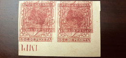 ESPAÑA - SPAIN - 1873 VARIEDAD EN ENSAYO Pareja Con IMPRESION DOBLE - UNA INVERTIDA - DOUBLE+ INVERTED PRINTING - Proofs & Reprints