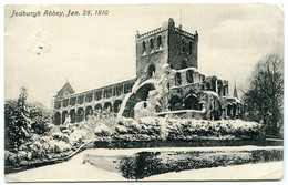 JEDBURGH ABBEY, JAN / JANUARY 29, 1910 (SNOW, WINTER) / ADDRESS - BATH, NEWBRIDGE HILL, ST. BATHENS (MALLORY) - Roxburghshire