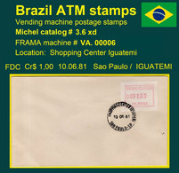 Brasilien Brazil ATM VA.00006 / Cr$ 01,00 FDC / Sao Paulo IGUATEMI / Frama Automatenmarken Etiquetas - Automatenmarken (Frama)