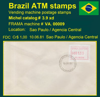 Brasilien Brazil ATM VA.00009 / Cr$ 01,00 FDC / Sao Paulo / Frama Automatenmarken Etiquetas - Franking Labels