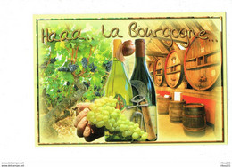 Cpm - Souvenir De Bourgogne - Vendange Vigne Vin Bouteille  Tonneau Tire-bouchon Escargot Couteau Serpette - Bourgogne