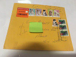(3 F 45) Large Cover - Australia Registered Cover With Set Of Cats & Dogs Stamps - 23 X 18 Cm - Lettres & Documents