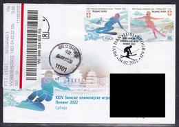 Serbia 2022 Winter Olympic Games Beijing China Sports Skiing Figure Skating Snowboard FDC Insured Domestic Travel - Invierno 2022 : Pekín