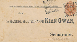 Nederlands Indië - 1901 - 10c Willem III, Envelop G6 Particulier Bedrukt KIAN GWAN Van VK Djokjakarta Naar Soerabaja - Nederlands-Indië
