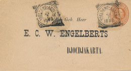 Nederlands Indië - 1898 - 10c Willem III, Envelop G6 Particulier Bedrukt ENGELBERTS Van VK  Toeloeng-Agoeng Naar Djokja - Nederlands-Indië